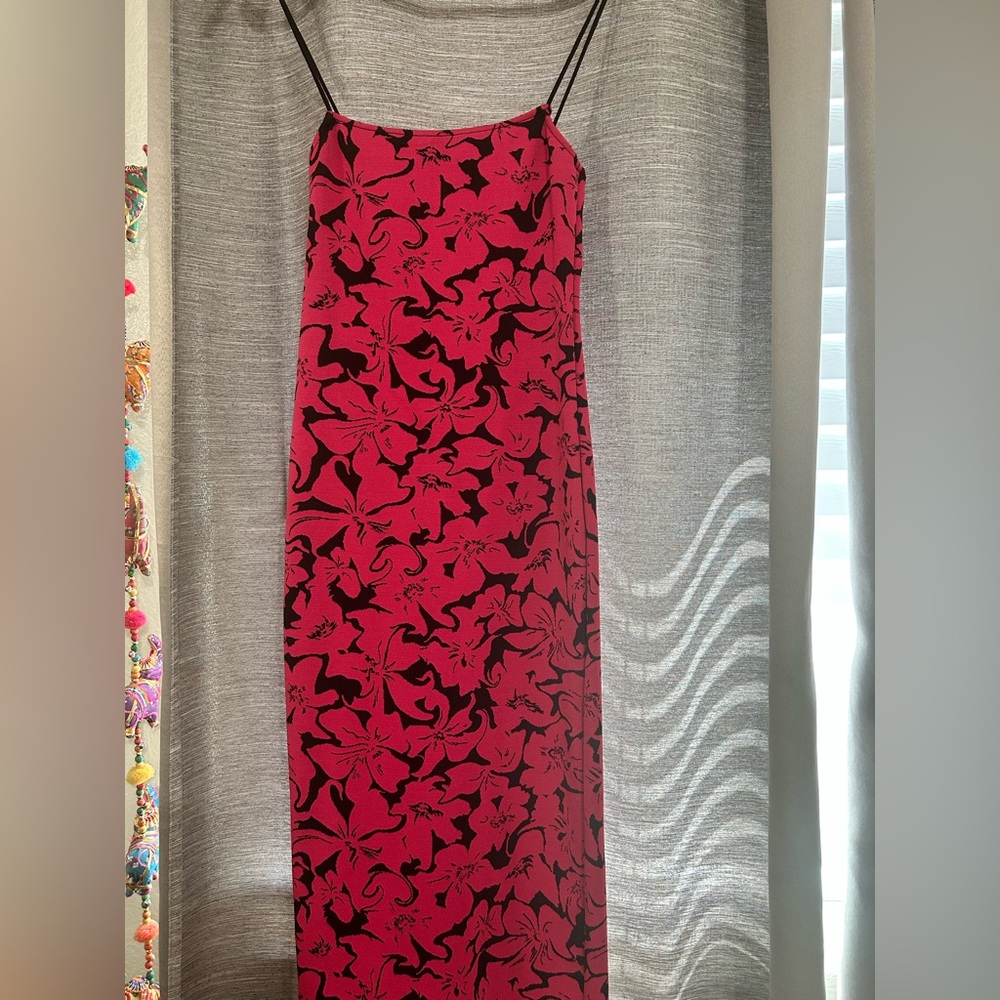 Zara Pink and Black Floral Dress